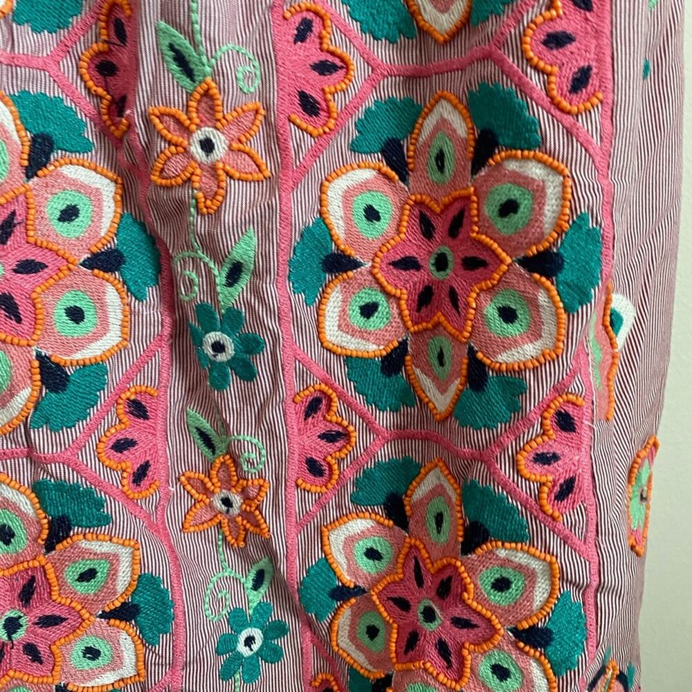 Anthropologie Floral Embroidered Mini Dress - Pink and Orange - Picture 11 of 13